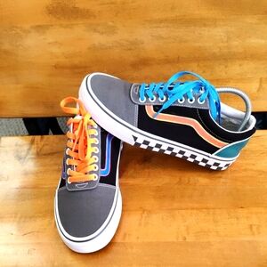 Custom Pokemon Vans Off The Wall Checker Sidewall Shoes Size 8.5 Multi Color